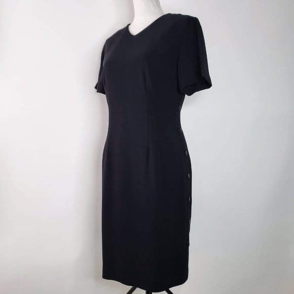Talbots Women’s Black Button Side Short Sleeve Midi Dress 8 - Picture 4 of 10